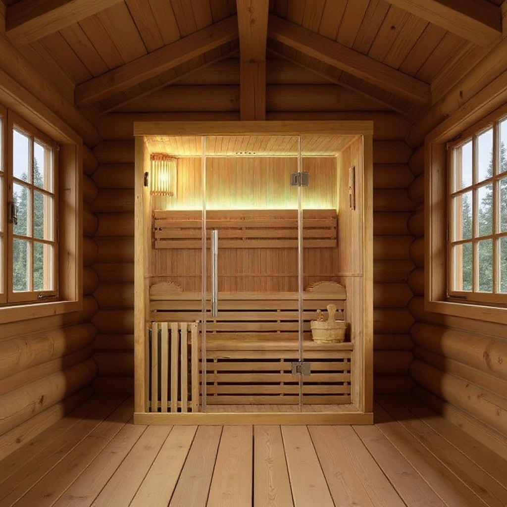 [AI] Sauna chalet scandinave