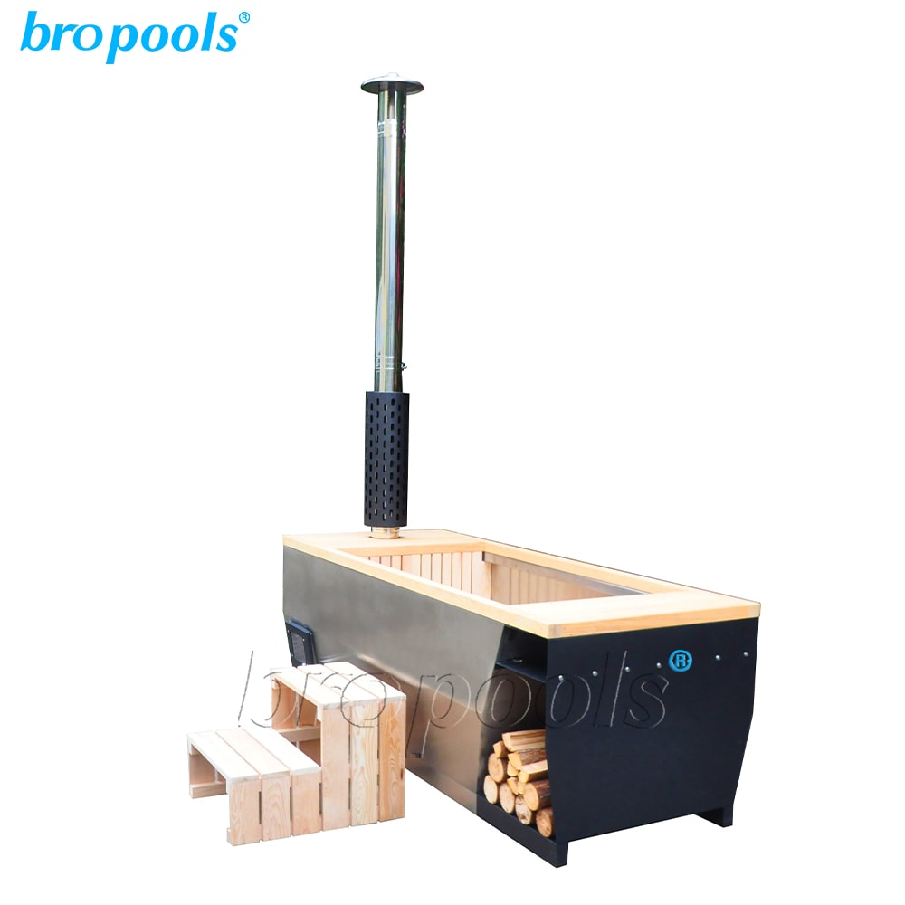 Bain Nordique à Bois Extérieur 2 Places - Acier Inoxydable et Pruche