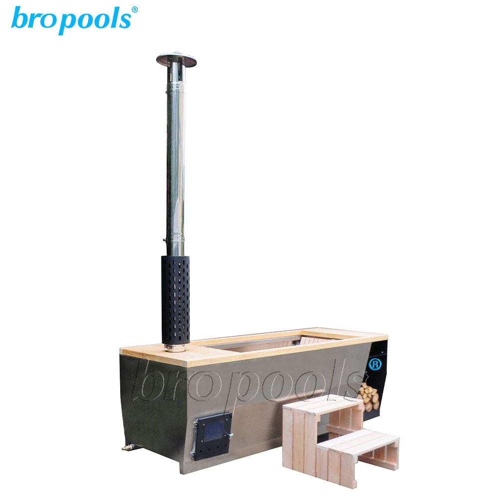 Bain Nordique à Bois Extérieur 2 Places - Acier Inoxydable et Pruche